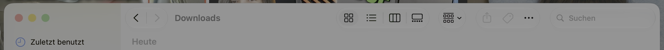 Finder toolbar on macOS 27 with HDR.